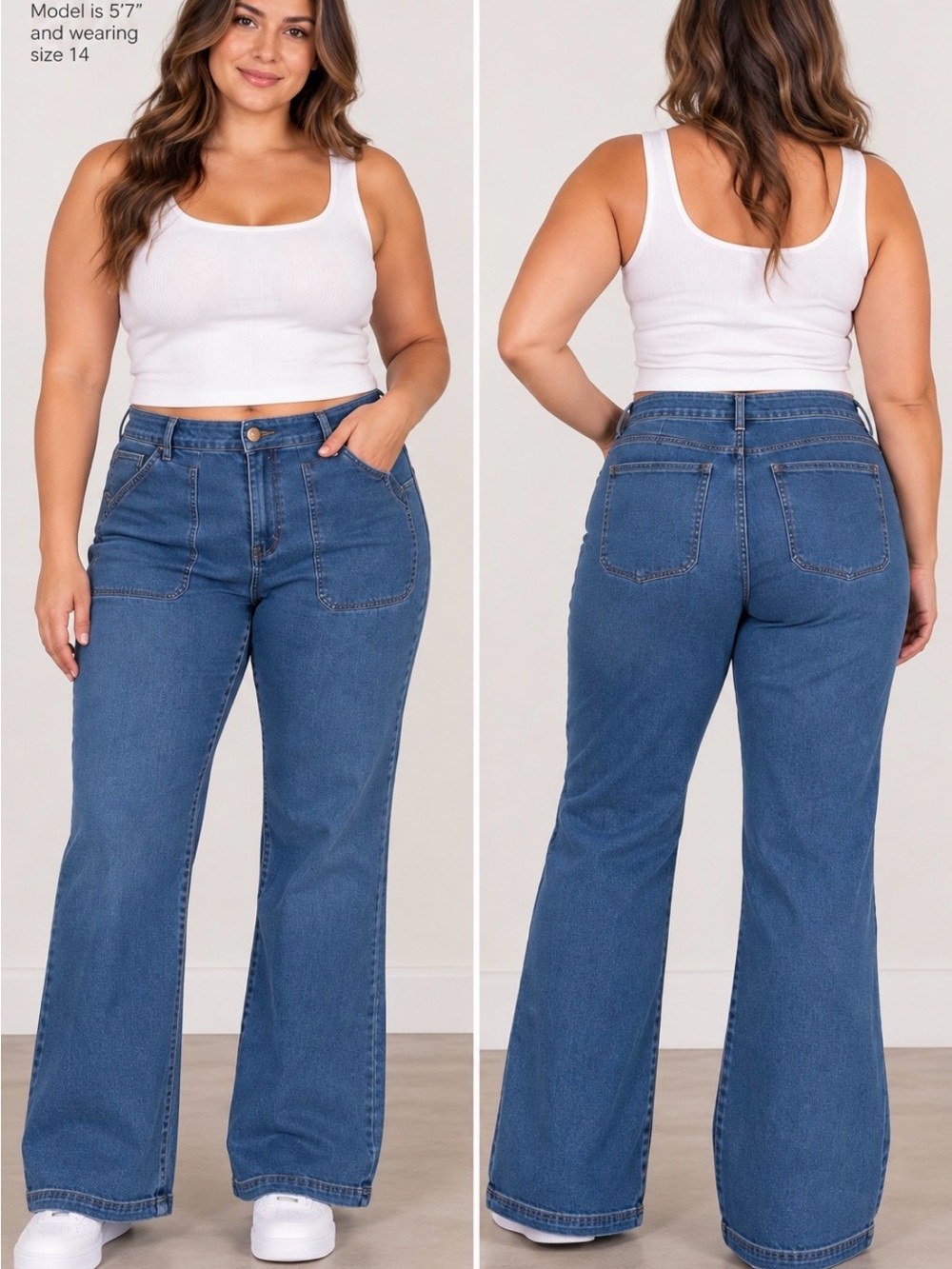 Knox Rose Medium Blue High-Rise Wide Leg Jeans